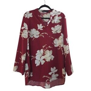 Auxo Collection Women's Floral Blouse Size Medium Red
